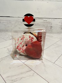 valentine's day donuts in a clear box